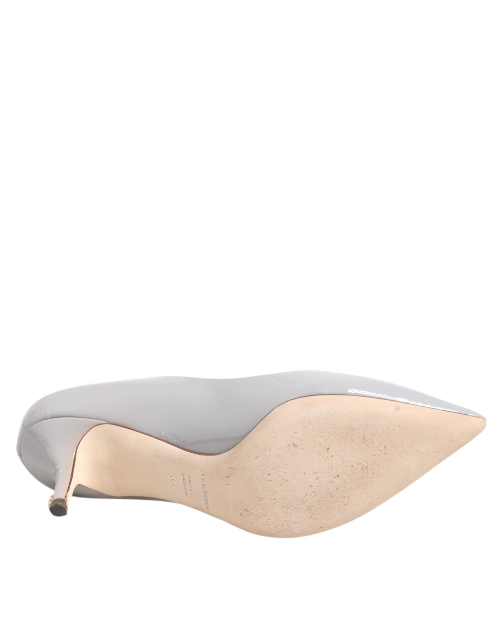 Light Gray Leather Kitten Heels Pumps Shoes