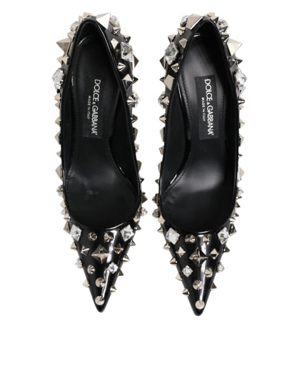 Black Crystals Studs Stiletto Pumps Shoes