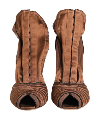 Brown Bette High Heeled Ankle Boots Shoes