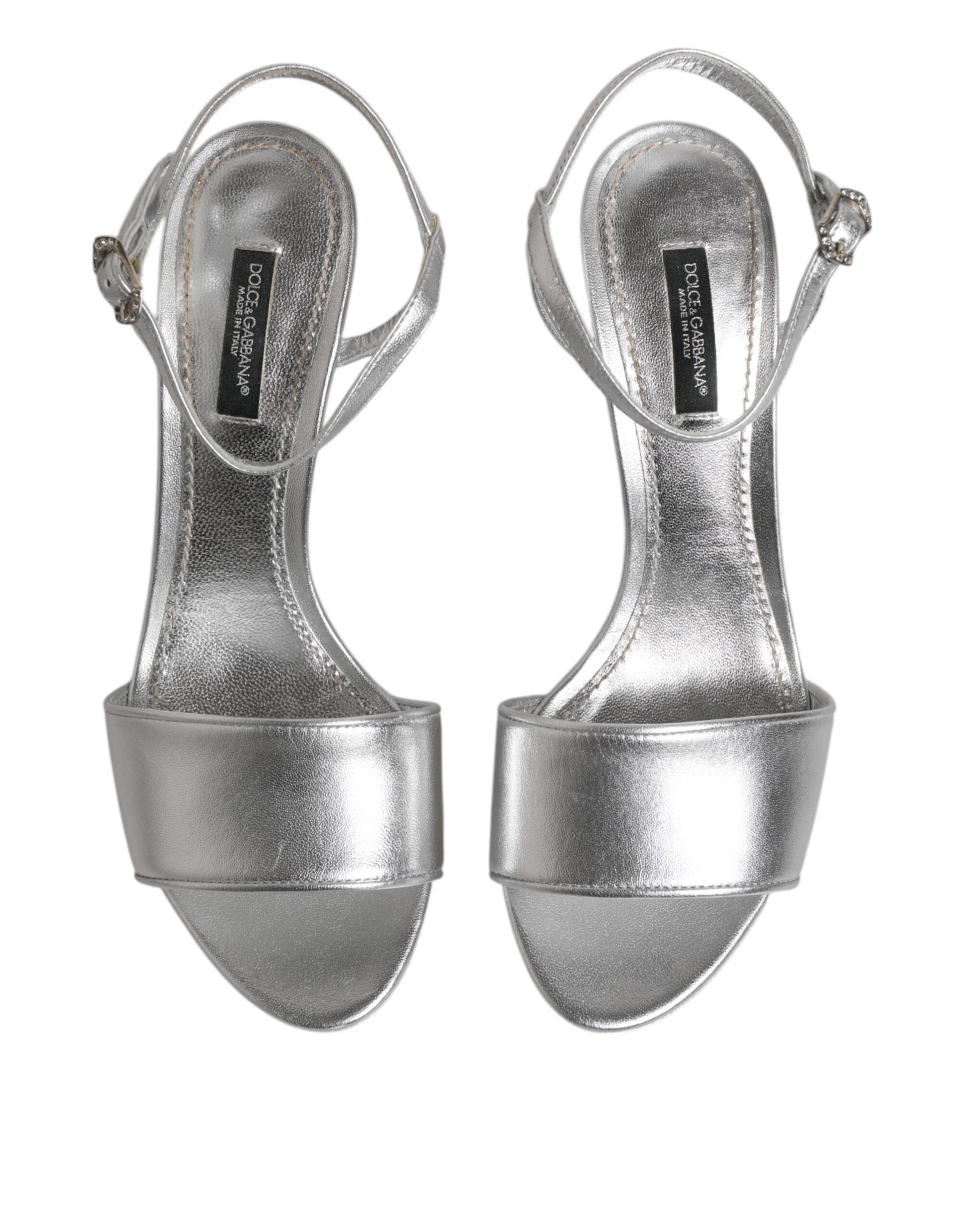 Silver KEIRA Heels Ankle Strap Sandals Shoes