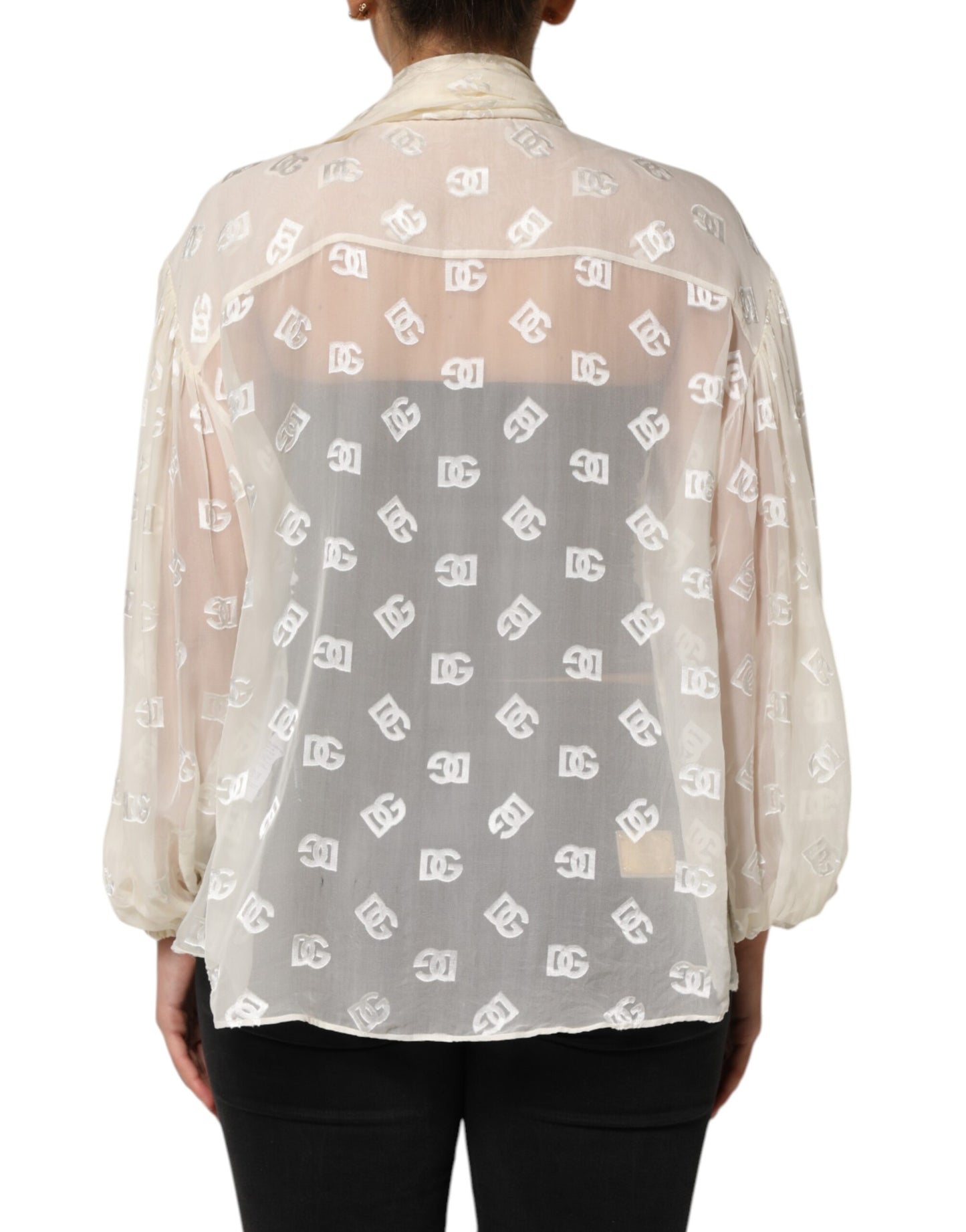 Off White Logo Monogram Ascot Collar Top