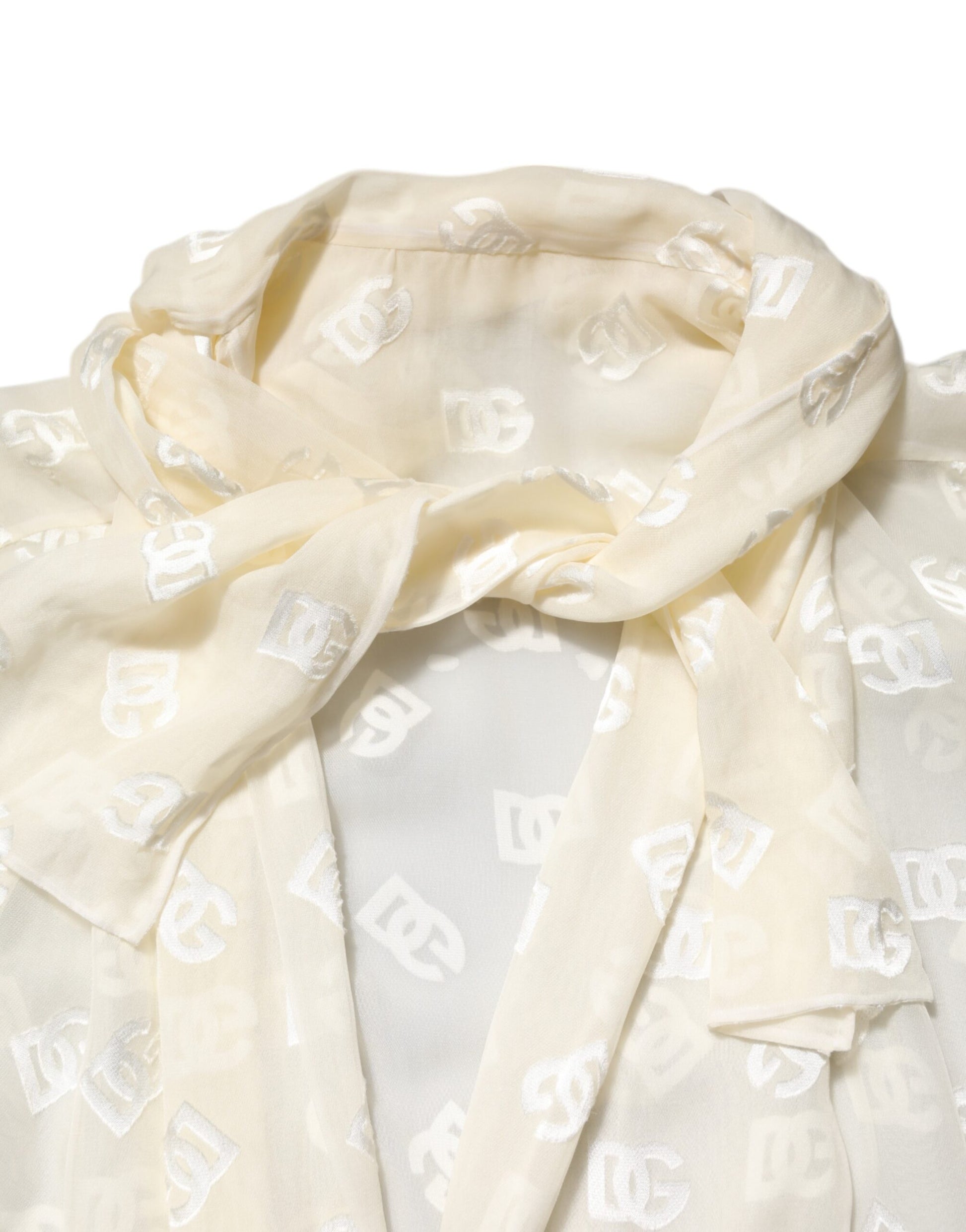 Off White Logo Monogram Ascot Collar Top