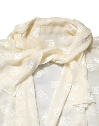 Off White Logo Monogram Ascot Collar Top