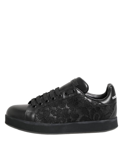 Black Floral Lace Low Top Sneakers Shoes