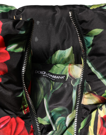 Multicolor Floral Puffer Coat Full Zip Jacket