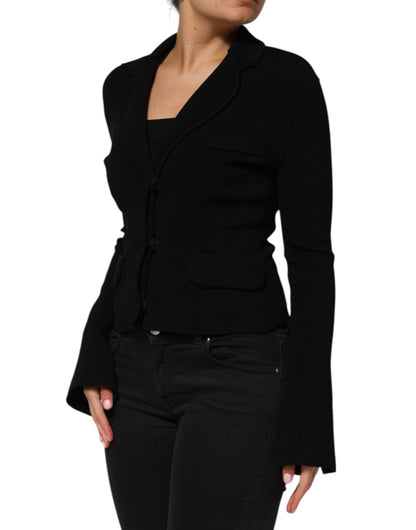 Black Viscose Single Breasted Blazer Jacket
