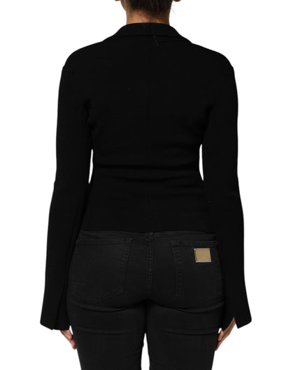 Black Viscose Single Breasted Blazer Jacket