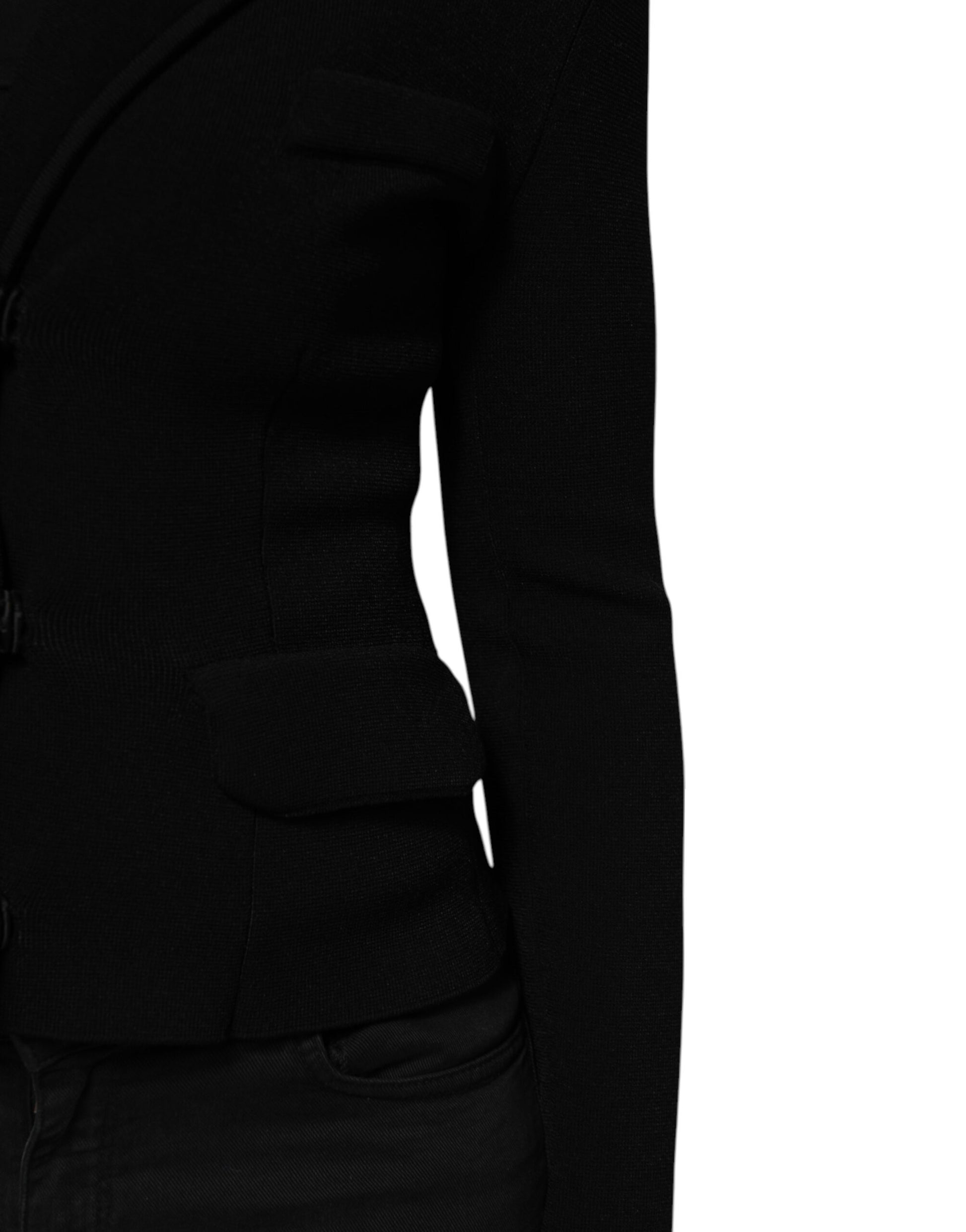 Black Viscose Single Breasted Blazer Jacket