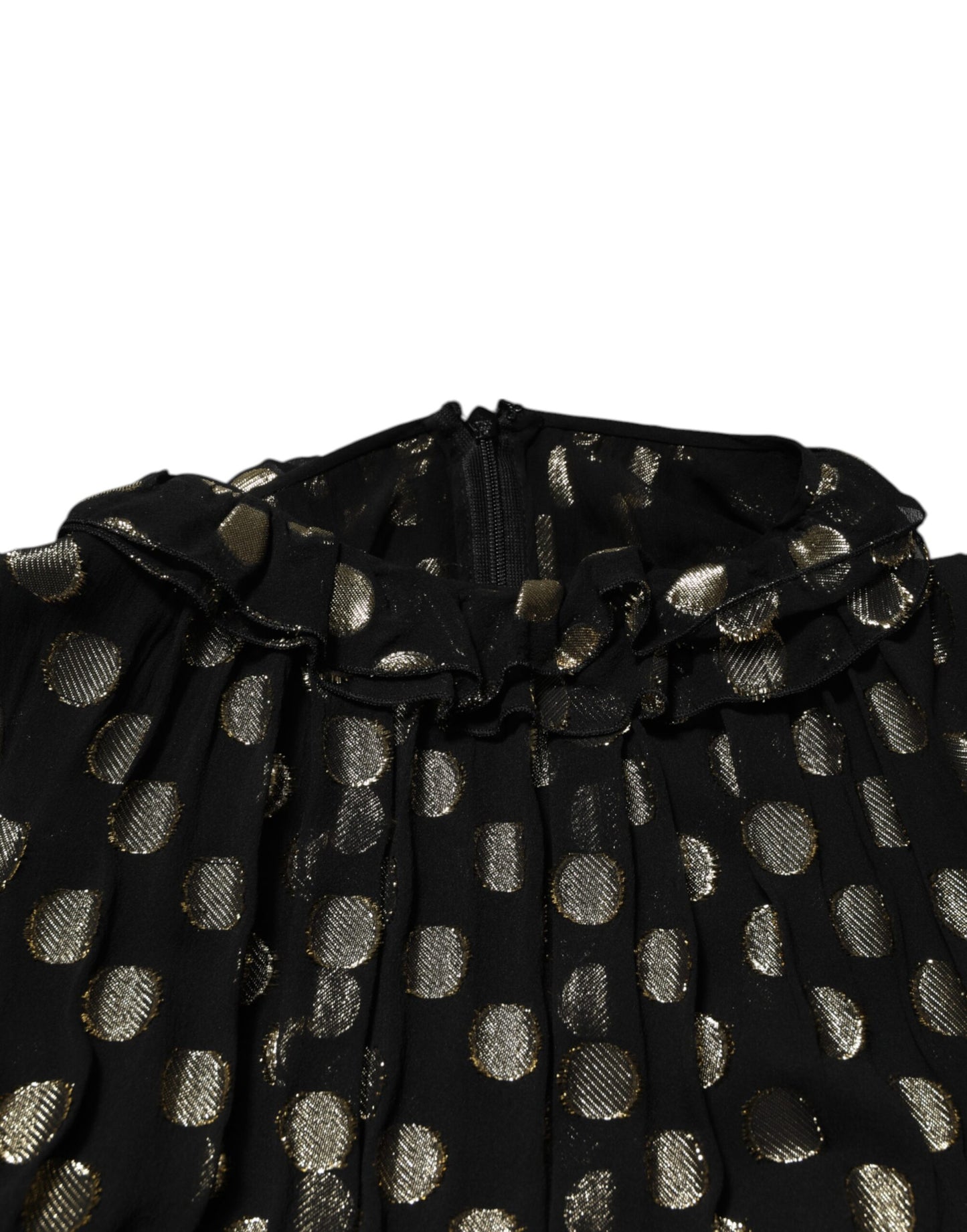 Black Gold Polka Dot Silk Brocade Mini Dress