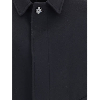 Black Fleece Wool Trench Coat