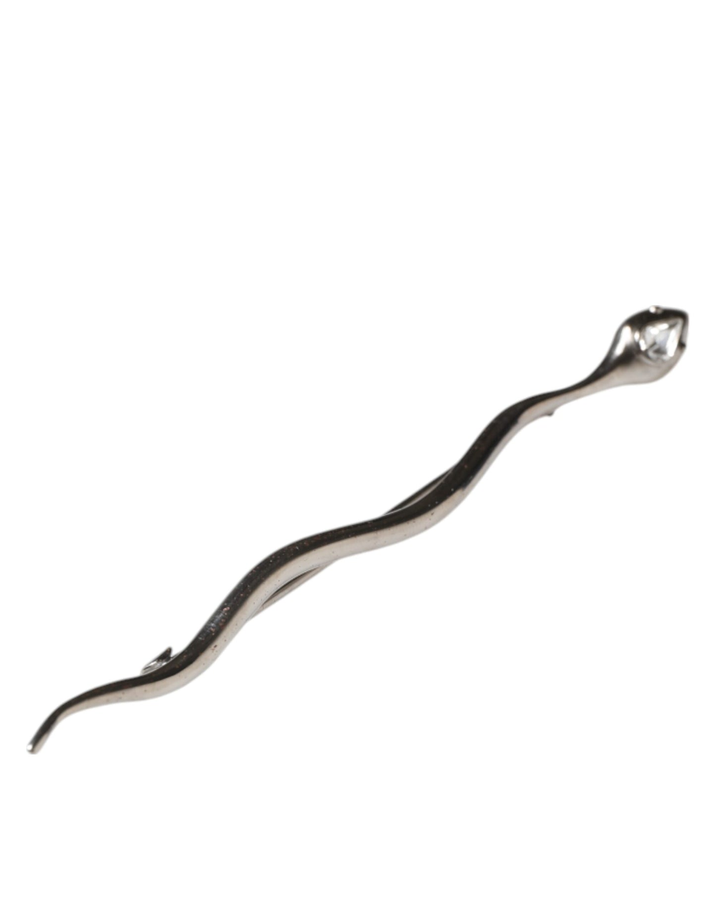 Silver Brass Crystal Spilla Serpente Mens Brooch Pin