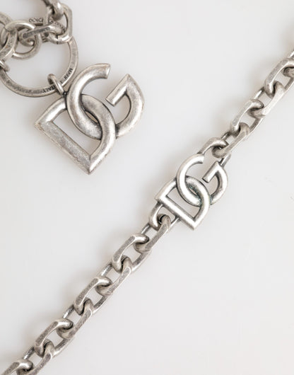 Silver Tone Brass DG Logo Detailing Chain Men Necklace