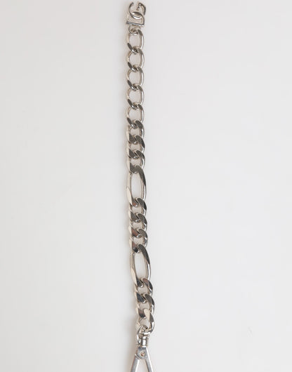 Silver Tone Brass Chain Lobster Clasp DG Logo Bracelet