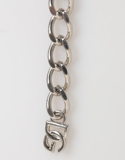 Silver Tone Brass Chain Lobster Clasp DG Logo Bracelet