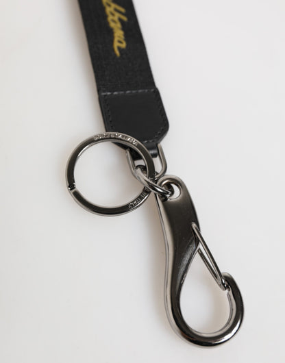 Black Yellow Polyester DG Logo Silver Keychain Keyring