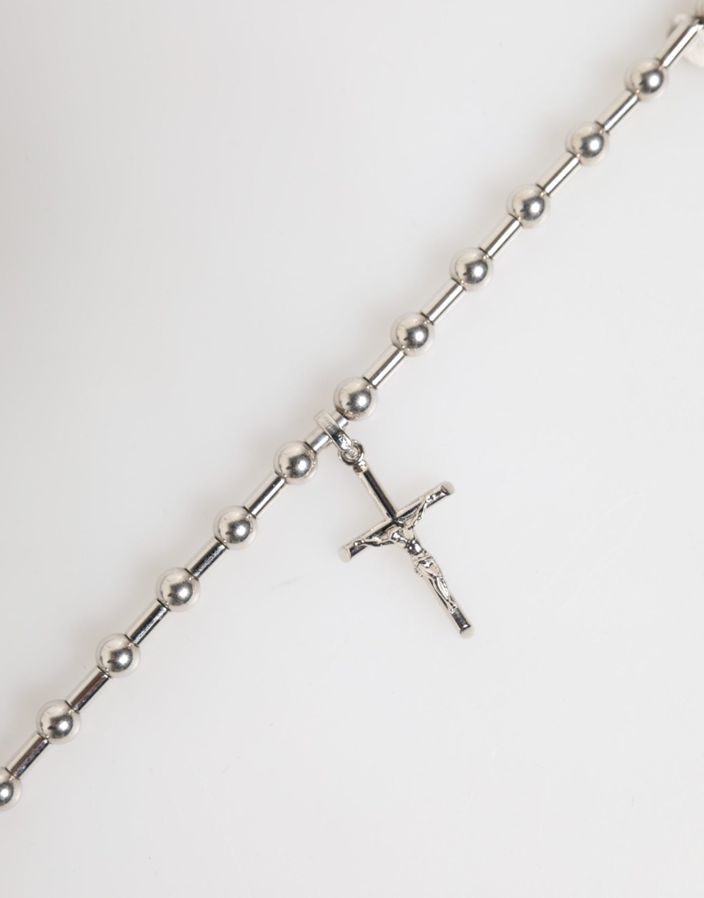 Silver Tone Brass Chain Religious Cross Pendant Necklace