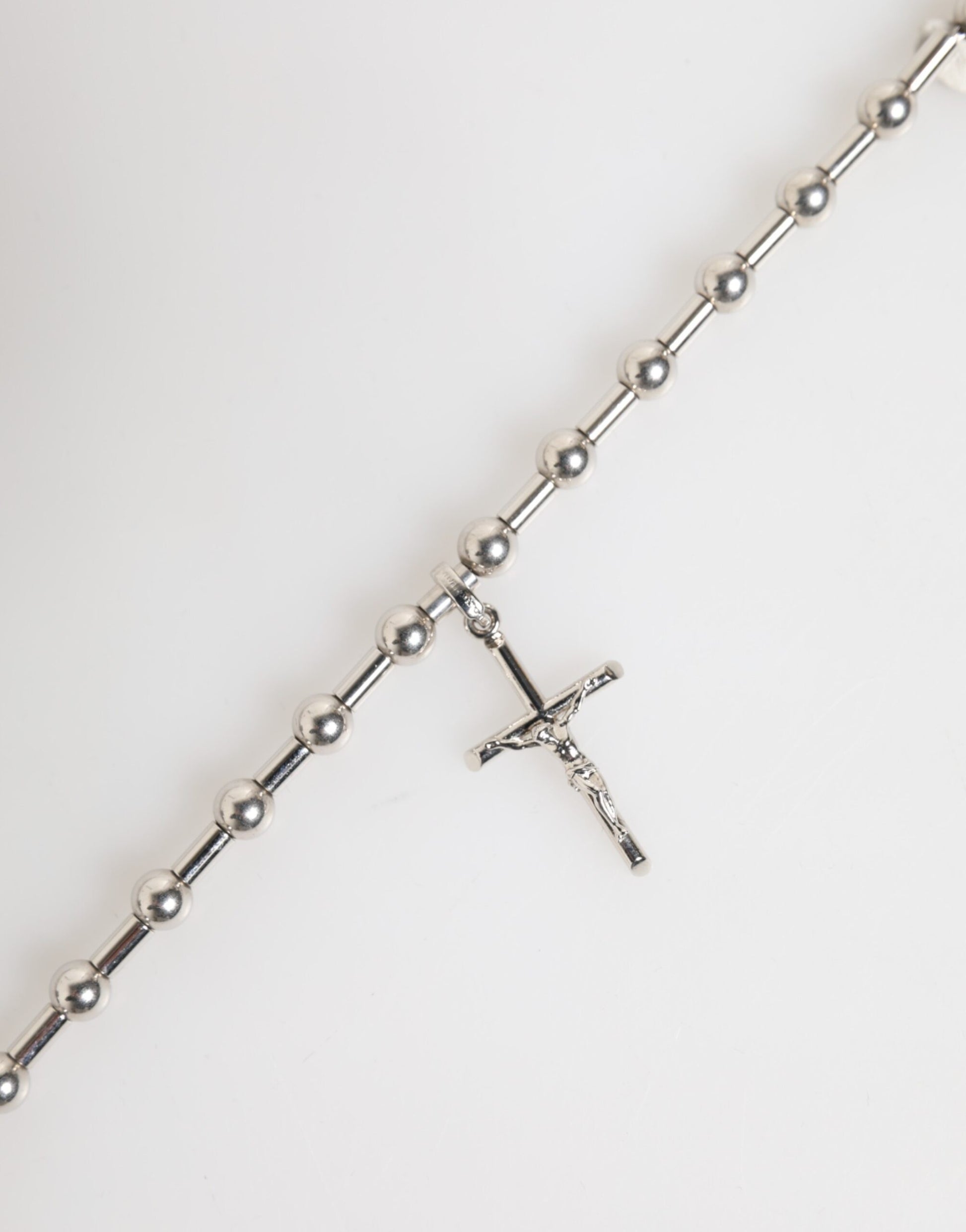 Silver Tone Brass Chain Religious Cross Pendant Necklace