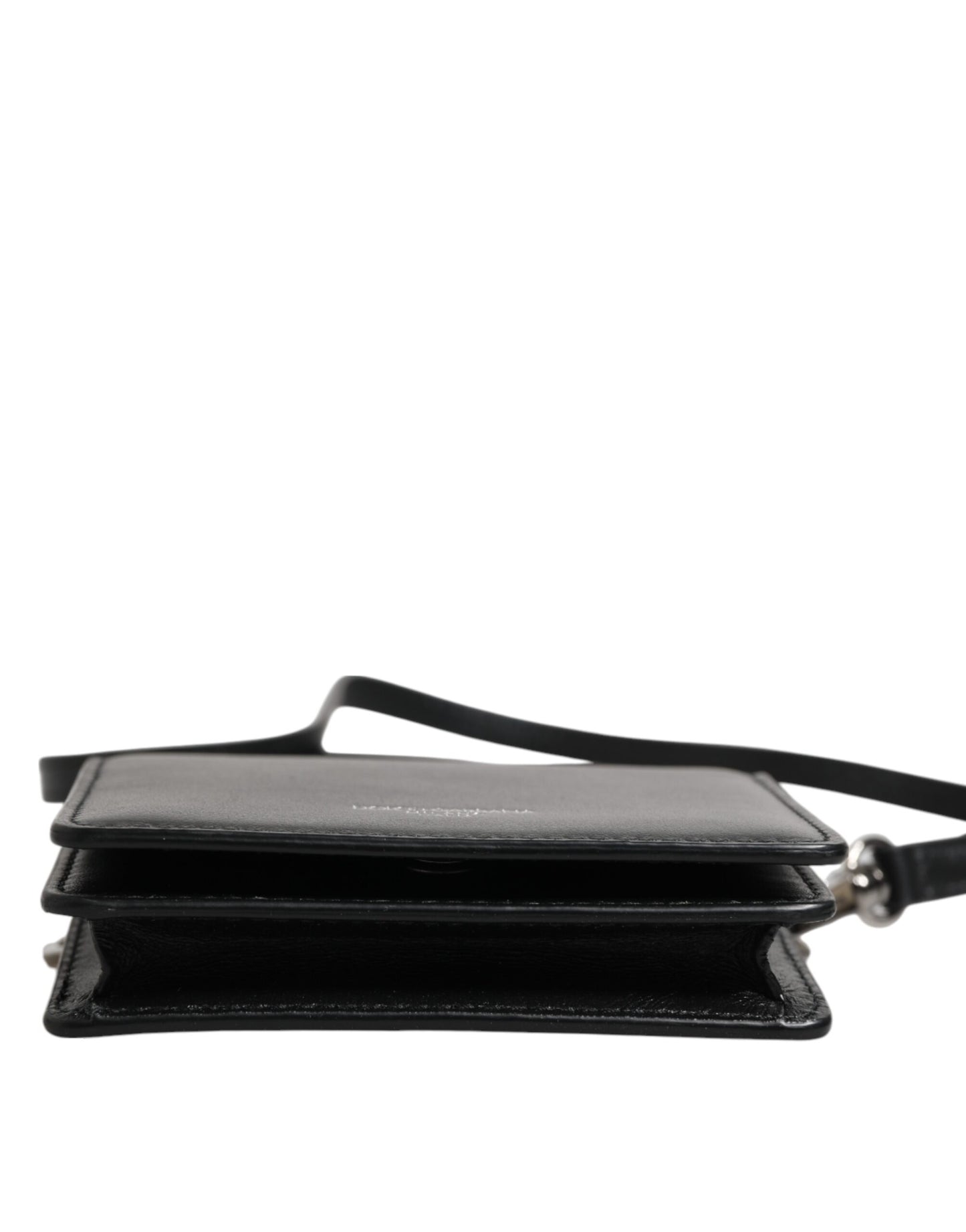 Black Leather Bifold Card Holder Crossbody Men Borse Bag