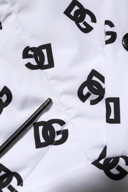 White DG Monogram Hooded Quilted Jacket