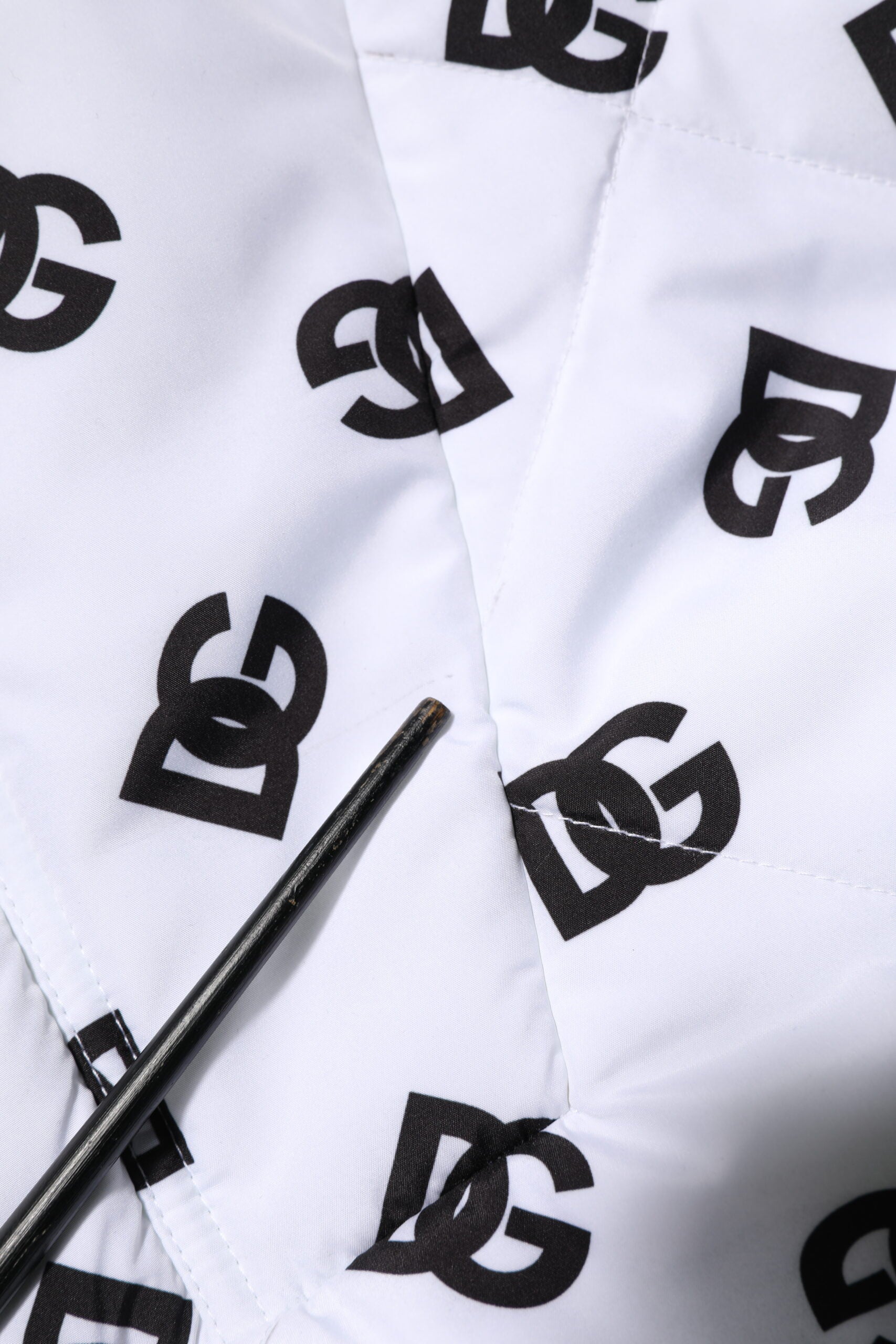 White DG Monogram Hooded Quilted Jacket