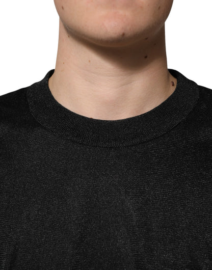 Black Polyester Pullover Sweatshirt Sweater