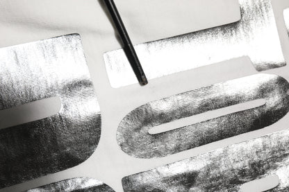 White Metallic Print Cotton CrewNeck T-shirt