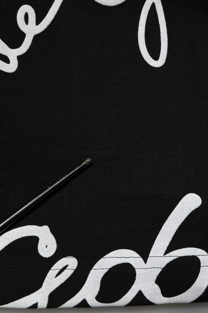 Black Logo Print Cotton Crew Neck  T-shirt