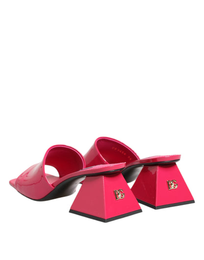 Pink Open Toe Block Heel Mules Sandals Shoes