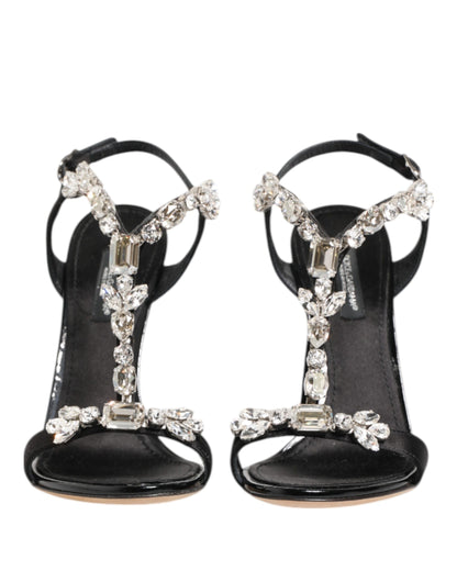 Black Keira Crystals Heels Sandals Shoes