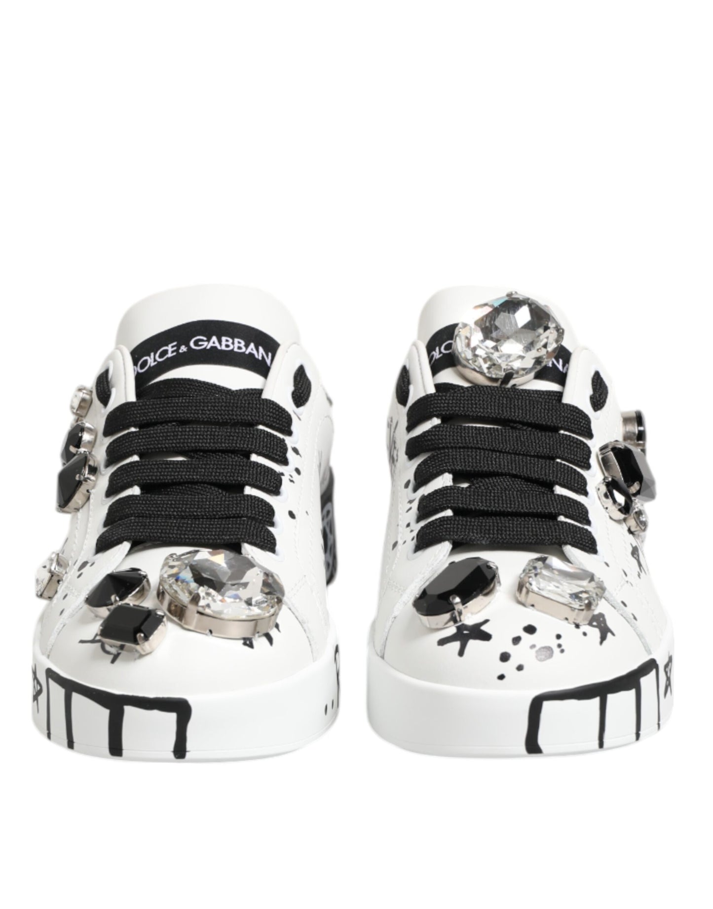 White Portofino Crystal Sneakers  Shoes
