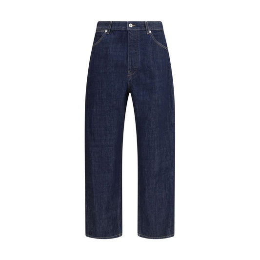 Blue Cotton Straight-Leg Jeans