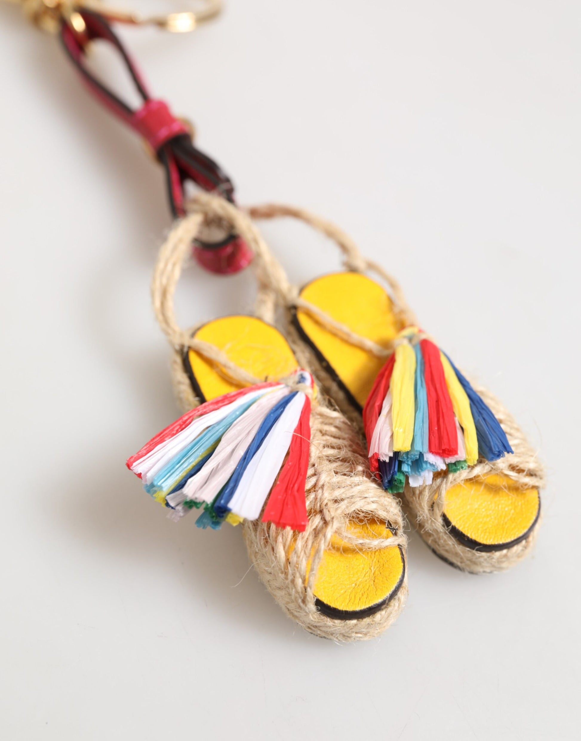Red Yellow Mini Espadrille Style Charm Keychain Keyring