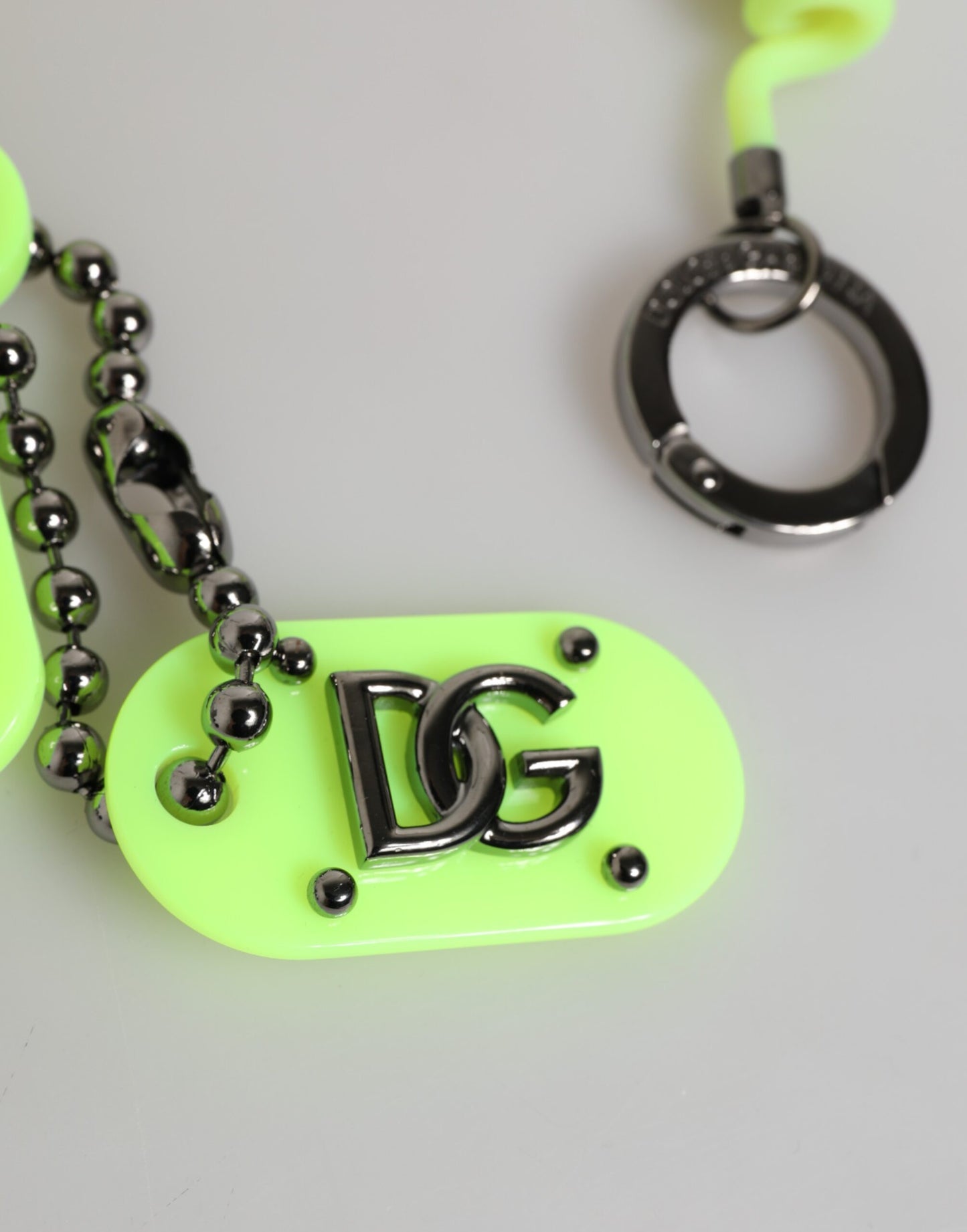 Green Springy Key Holder DG Logo Men's Keychain Keyring