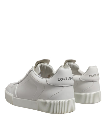 White Miami Leather Low Top Sneakers Shoes