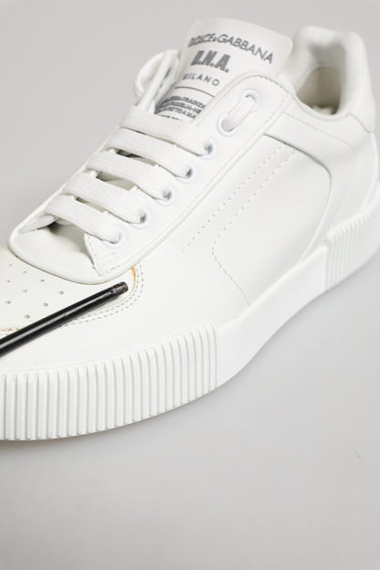 White Miami Leather Low Top Sneakers Shoes