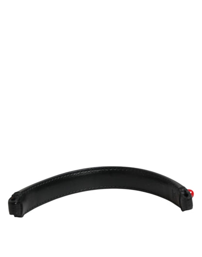 Black Embellished Leather Bag Handle Women Shoulder Strap