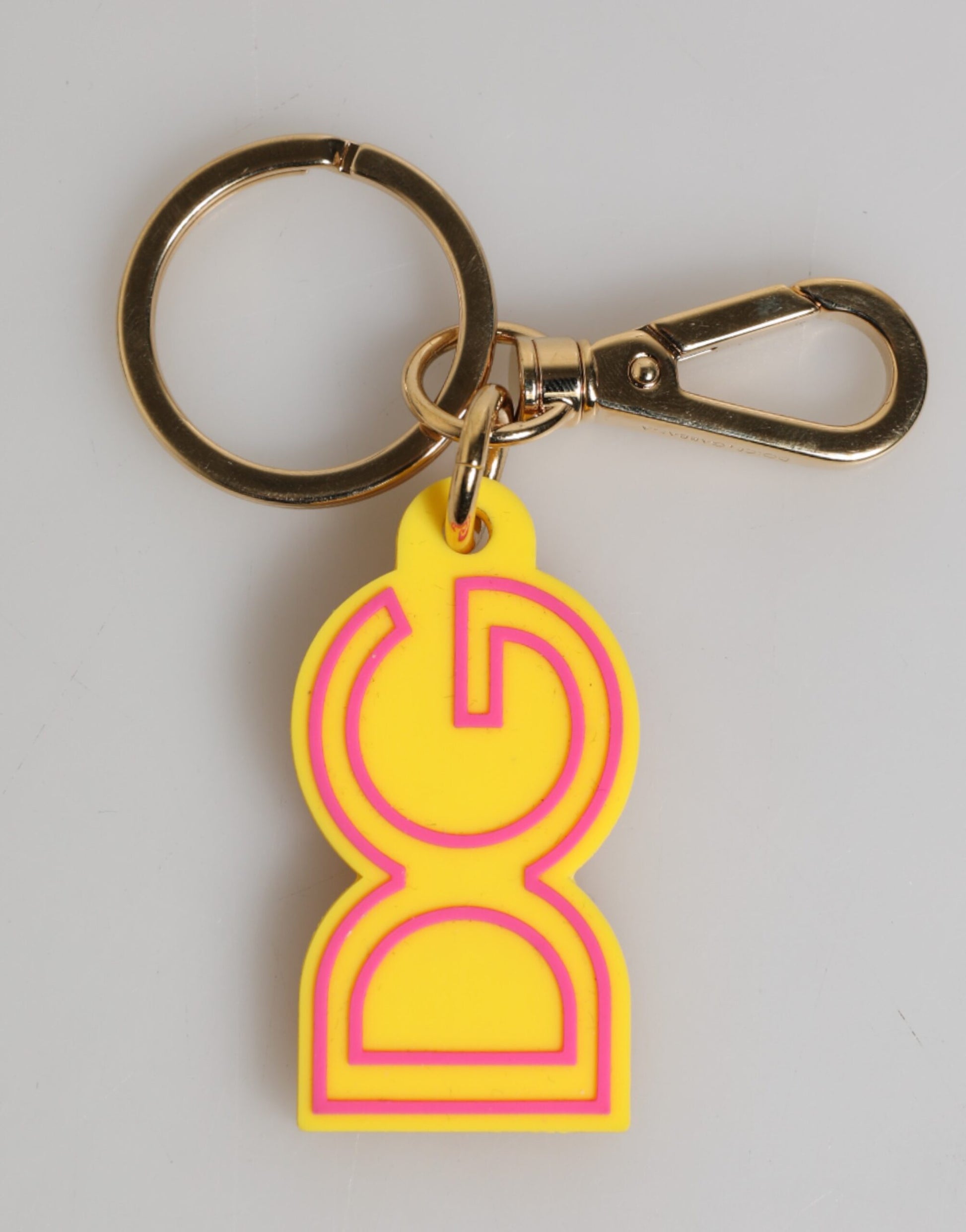 Yellow Rubber Gold Tone Metal DG Logo Keyring Keychain