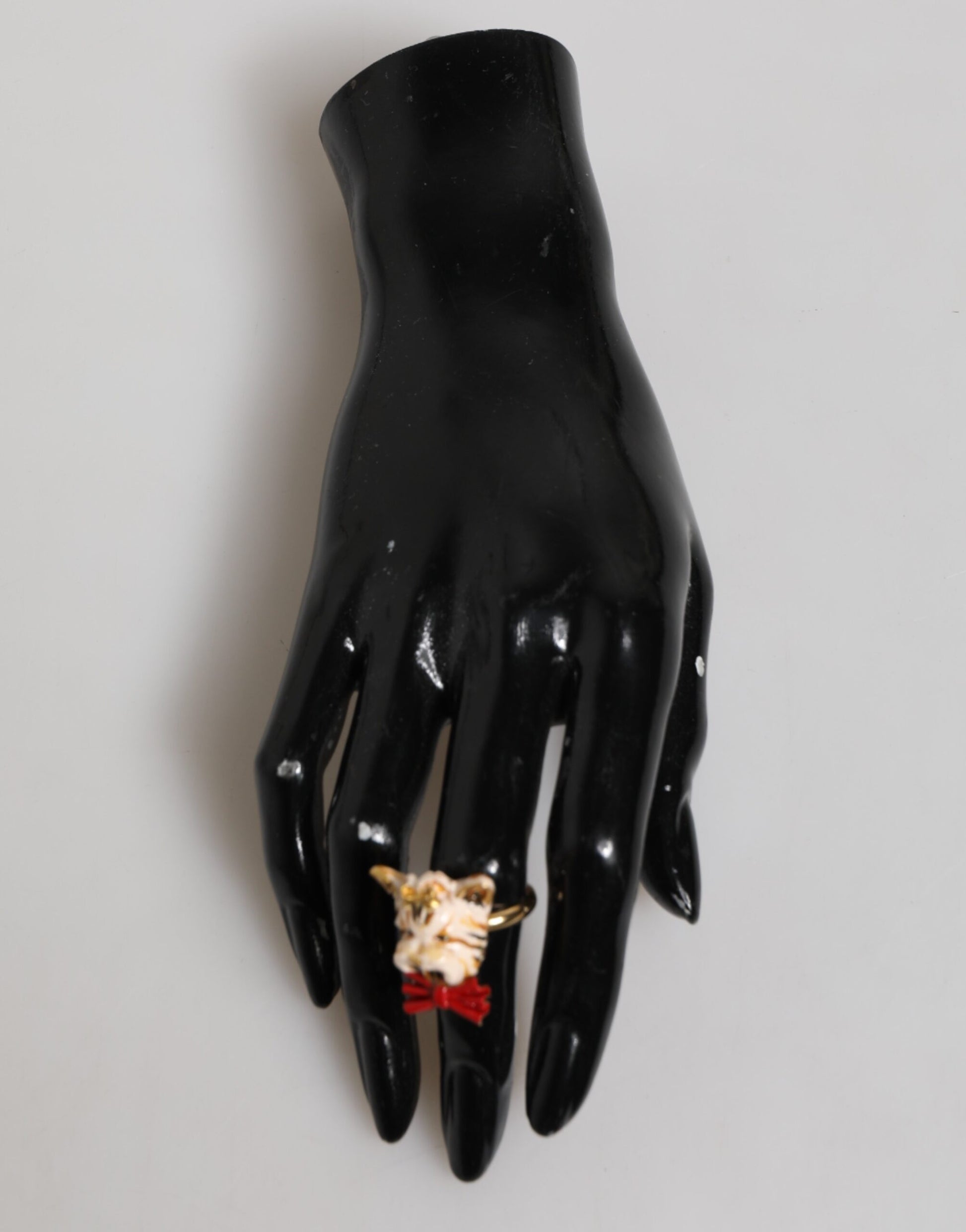 Gold Brass Resin Beige Dog Pet Accessory Ring