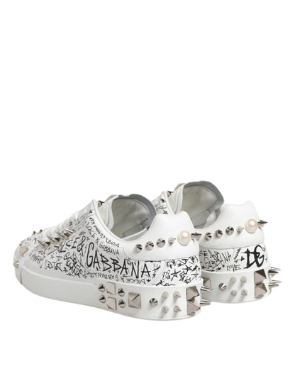 White Portofino Studded Men Sneakers Shoes