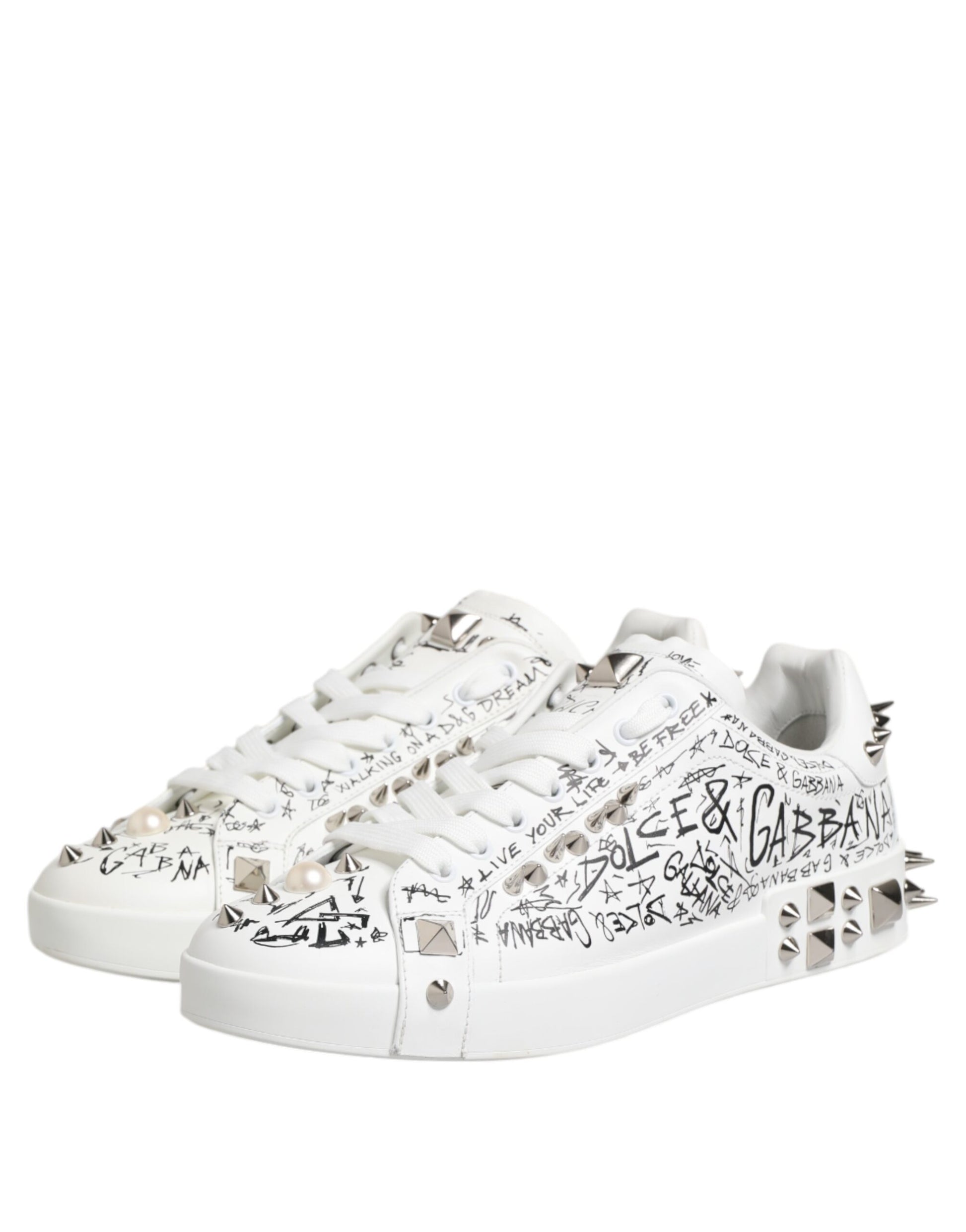 White Portofino Studded Men Sneakers Shoes