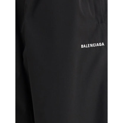 Black Polyester Casual Pants