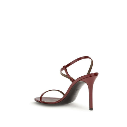 Red Leather Stiletto Heel Sandals