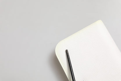 White Leather Logo Plaque Zip Around Continental Wallet