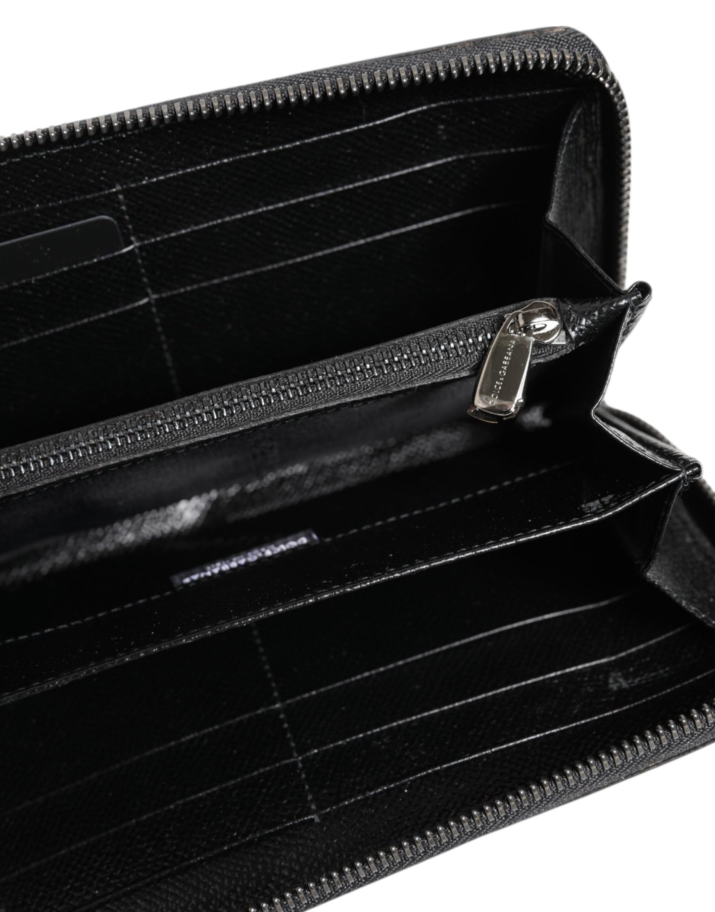 Black Gray Leopard Leather Zip Around Continental Wallet