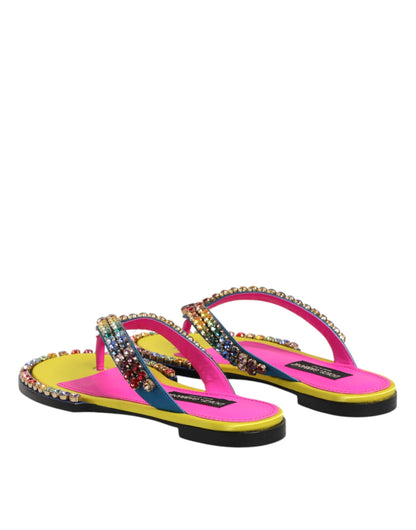 Multicolor Rhinestone Flip Flop Flat Sandals Shoes