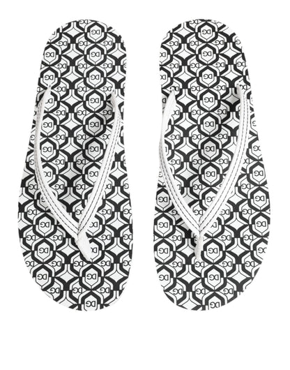 Black White Logo Beachwear Flats Slipper Shoes