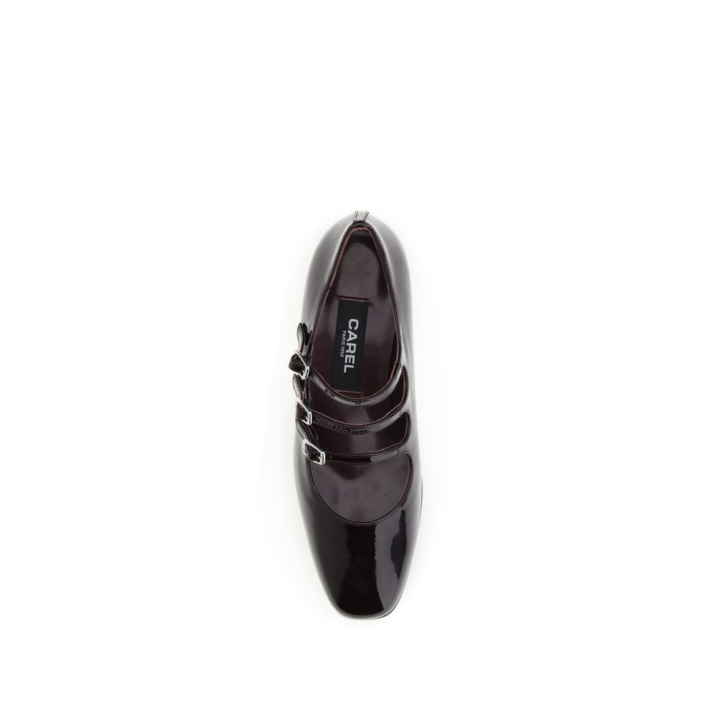 Brown Leather Mid Heel Pumps