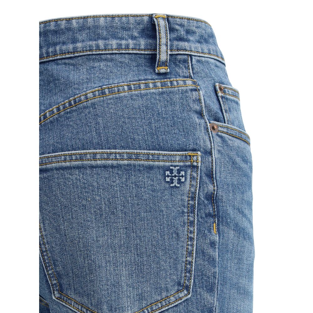 Light Blue Cotton Cropped Jeans