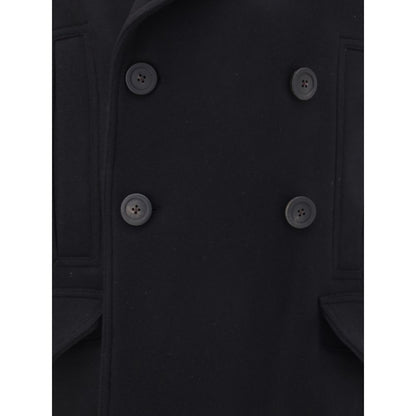 Black Fleece Wool Coat