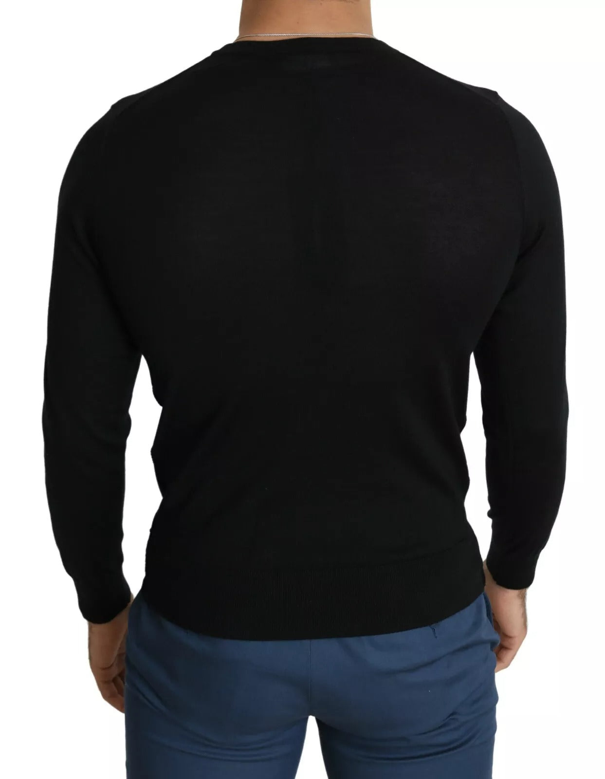 Black Cashmere Crewneck Pullover Sweater